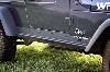Fat Bob's Garage, Rugged Ridge, Part #11504.15, Jeep TJ Wrangler Heavy Duty Rocker Panel Guards 1997-2006 THUMBNAIL
