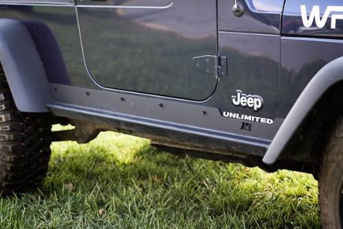 Fat Bob's Garage, Rugged Ridge, Part #11504.16, Jeep LJ Wrangler Unlimited Heavy Duty Side Rocker Guards 2004-2006 MAIN