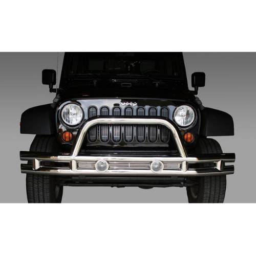 Fat Bob's Garage, Rugged Ridge, Part #11563.10, Jeep JK Wrangler 3" Front Tube Bumper, Stainless Steel 2007-2016 MAIN