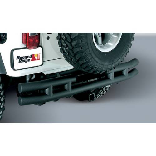 Fat Bob's Garage, Rugged Ridge, Part #11571.04, Rear Tube Bumper W/Hitch, Black Textured, 2 Boxes MAIN