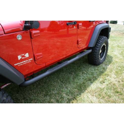 Fat Bob's Garage, Rugged Ridge, Part #11591.06, Jeep JK Wrangler 3" Round Tube Steps, Black 2007-2016 MAIN