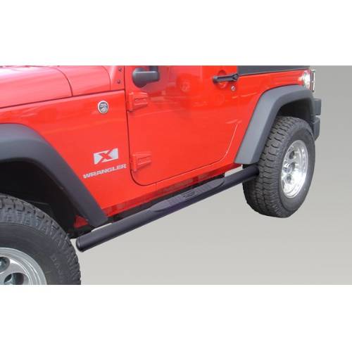 Fat Bob's Garage, Rugged Ridge, Part #11591.07, Jeep JK Wrangler 4 1/2" Oval Tube Side Steps, Black 2007-2016 MAIN
