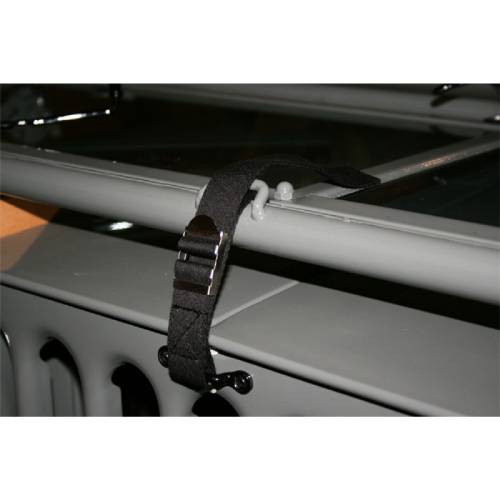 Fat Bob's Garage, OMIX-ADA Part #11825.20, Windshield Tie Down Strap, Black Canvas MAIN