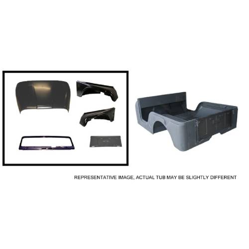 Fat Bob's Garage, OMIX-ADA Part #12001.13, Steel Body Kit, Omix-Ada, Body W/Fenders, Hood, Windshield & Tailgate MAIN