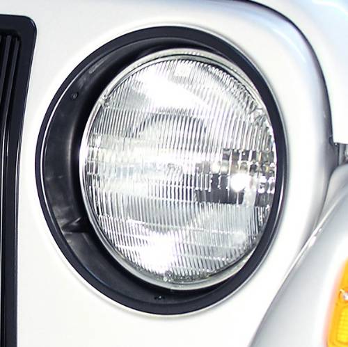 Fat Bob's Garage, Rugged Ridge, Part #12419.23, Jeep TJ/LJ Wrangler Black Headlight Bezels 1997-2006 MAIN