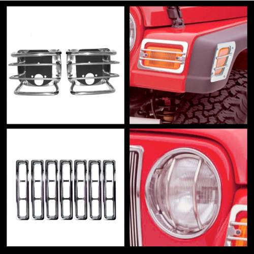 Fat Bob's Garage, Rugged Ridge, Part #12495.05, Euro Guard Light Kit 97-06 Jeep TJ/LJ Wrangler MAIN
