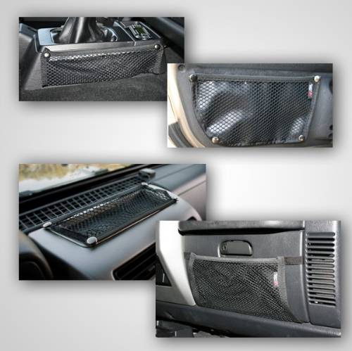 Fat Bob's Garage, Rugged Ridge, Part #12495.11, Jeep Wrangler Interior Mesh Storage Kit 1997-2006 MAIN