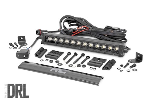 Rough Country 12"Cree LED Light Bar-Single Row Black Series w/ Cool White DRL LARGE