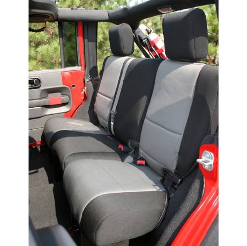 Fat Bob's Garage, Rugged Ridge, Part #13264.09, Jeep Wrangler 4 Door Neoprene Rear Seat Cover Black/Gray 2007-2016 MAIN