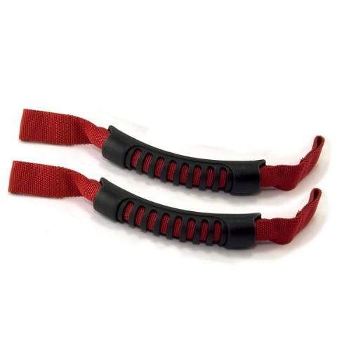 Fat Bob's Garage, Rugged Ridge, Part #13305.11, Jeep JK Wrangler Front Headrest Grab Handles, Red 2007-2016 MAIN
