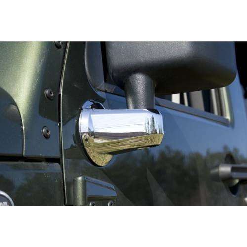 Fat Bob's Garage, Rugged Ridge, Part #13311.02, Jeep JK Wrangler Mirror Arm Covers, Chrome 2007-2016 MAIN