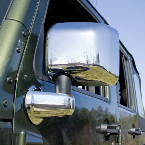 Fat Bob's Garage, Rugged Ridge, Part #13311.03, Jeep JK Wrangler 4 Piece Mirror Arm Cover Kit, Chrome 2007-2016 MAIN