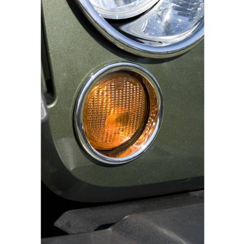 Fat Bob's Garage, Rugged Ridge, Part #13311.22, Jeep JK Wrangler Turn Signal Bezel Trim, Chrome 2007-2016 MAIN