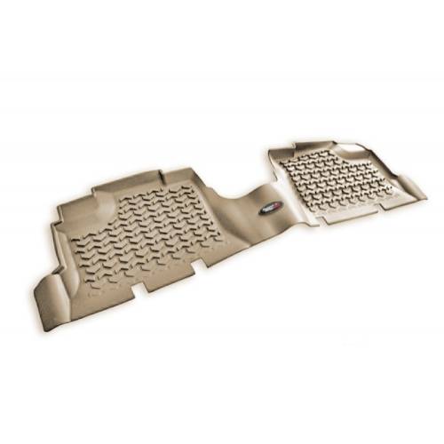 Fat Bob's Garage, Rugged Ridge, Part #13950.01, Rear Tan Floor Liner Pr 07-16 Jeep JK Unlimited 4 Door W/Tl Logo MAIN