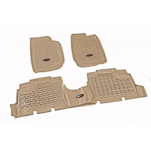 Fat Bob's Garage, Rugged Ridge, Part #13987.01, Frt And Rear Tan Floor Liner Set 07-16 Jeep Wrangler JK Unlimited MAIN