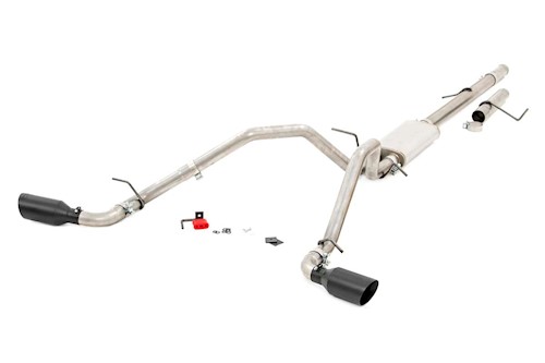 Rough Country Dual Cat-Back Exhaust System w/Black Tips 09-13 GM 1500|4.8L/5.3L LARGE