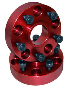 Fat Bob's Garage, Alloy USA Part #11302, Wheel Spacer, Red Pair, 5 On 5.5 Bolt Pattern, 1.25" Thick MAIN