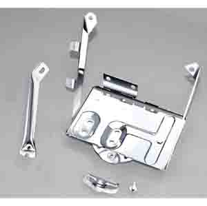 Fat Bob's Garage, Rugged Ridge, Part #11132.01, Jeep CJ Battery Tray Kit, Stainless Steel 1976-1986 MAIN
