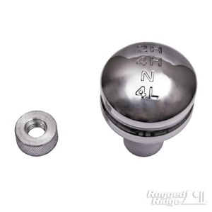 Fat Bob's Garage, Rugged Ridge, Part #11420.24, Jeep YJ Wrangler Billet Transfer Case Knob, Aluminum 1987-1995 MAIN