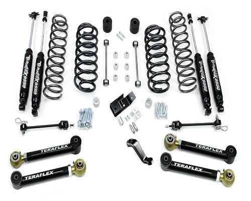 Teraflex TJ 4" Lift Kit w/ 4 Lower FlexArms, Trackbar & 9550 Shocks LARGE
