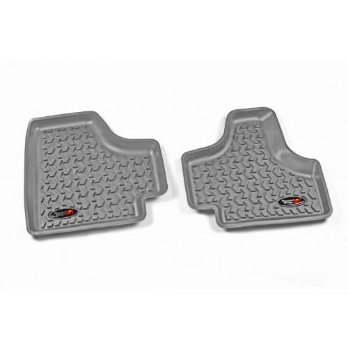 Fat Bob's Garage, Rugged Ridge, Part #14950.20, Rear Gray Floor Liner Pair For 08-12 Jeep Liberty KK Treadlightly Logo MAIN