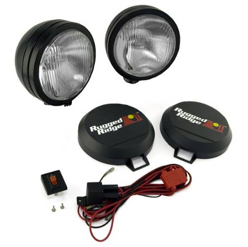 Fat Bob's Garage, Rugged Ridge, Part #15205.52, HID Off Road Fog Light Kit, Pair, 5" Round Black MAIN