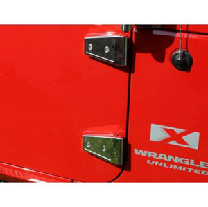 Fat Bob's Garage, Rugged Ridge, Part #11113.06, Jeep Wrangler Door Hinge Cover Kit, Stainless Steel 2007-2016 MAIN