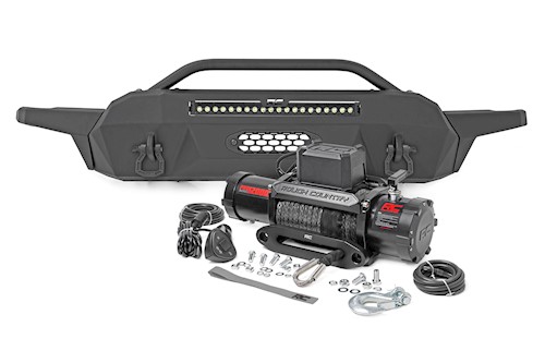 Rough Country Front Bumper Hybrid 20" Blk DRL LED for Toyota Tacoma 4WD 16-23 LARGE