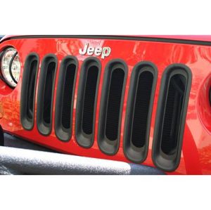 Fat Bob's Garage, Rugged Ridge, Part #11306.30, Jeep JK Wrangler Grille Inserts, Black, 2007-2016 MAIN