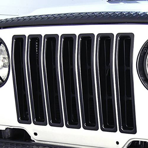 Fat Bob's Garage, Rugged Ridge, Part #11306.03, Jeep TJ/LJ Wrangler Grille Inserts, Black, 1997-2006 MAIN