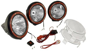 Fat Bob's Garage, Rugged Ridge, Part #15205.64, HID Off Road Fog Light Kit, 3 Lights 5" Round Black MAIN