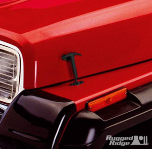 Fat Bob's Garage, Rugged Ridge, Part #11210.01, Jeep CJ/Wrangler Hood Catch Kit, Black 1942-1995 MAIN