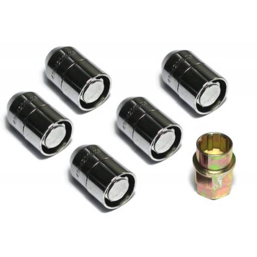 Fat Bob's Garage, Rugged Ridge, Part #16715.20, Five Piece Wheel Lock Set 1/2 -20 Thread Chrome MAIN