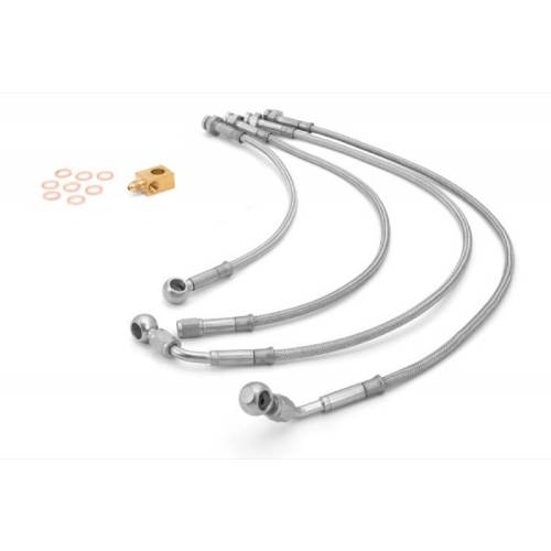 Fat Bob's Garage, Rugged Ridge, Part #16734.10, Brake Hose Kit Braided Stainless Steel 07-16 Jeep JK Wrangler MAIN