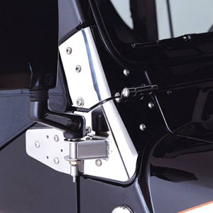 Fat Bob's Garage, Rugged Ridge, Part #11026.02, Jeep Wrangler Mirror Relocation Brackets, Stainless Steel 1997-2006 MAIN