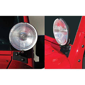 Fat Bob's Garage, Rugged Ridge, Part #11027.03, Jeep JK Wrangler Windshield Auxiliary Light Mounting Brackets 2007-2016 MAIN