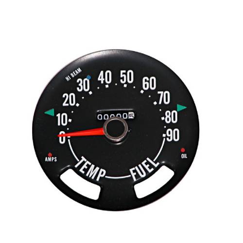 Fat Bob's Garage, OMIX-ADA Part #17207.01, Speedometer Gauge 0-140 Kph 55-79 Jeep CJ MAIN