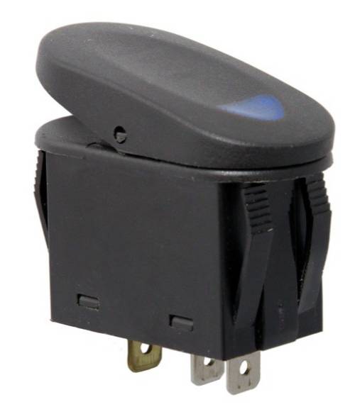 Fat Bob's Garage, Rugged Ridge, Part #17235.03, Rocker Switch, Two Position, Black W/Blue Indicator Light MAIN