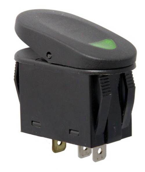 Fat Bob's Garage, Rugged Ridge, Part #17235.04, Rocker Switch, Two Position, Black W/Green Indicator Light MAIN