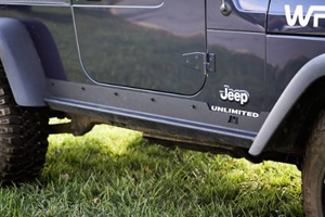 Fat Bob's Garage, Rugged Ridge, Part #11504.16, Jeep LJ Wrangler Unlimited Heavy Duty Side Rocker Guards 2004-2006 MAIN