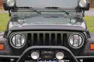 Fat Bob's Garage, Rugged Ridge, Part #11350.01, Jeep YJ/TJ Wrangler Wraparound Bug Deflector, Smoke 1987-2006 MAIN