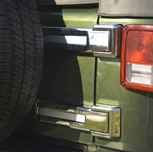 Fat Bob's Garage, Rugged Ridge, Part #13311.24, Jeep JK Wrangler Tailgate Hinge Covers, Chrome 2007-2016 MAIN