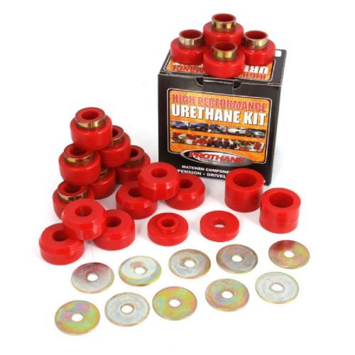 Fat Bob's Garage, Rugged Ridge, Part #18351.05, Body Mount Kit, Red, 87-95 YJ, 22 Pieces MAIN