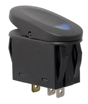 Fat Bob's Garage, Rugged Ridge, Part #17235.03, Rocker Switch, Two Position, Black W/Blue Indicator Light MAIN