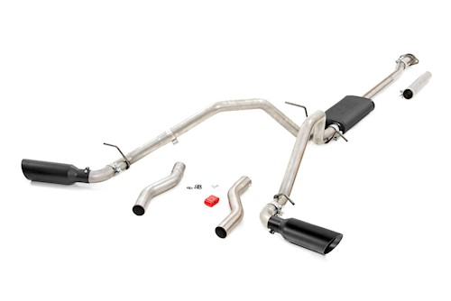 Rough Country Dual Cat-Back Exhaust System Black Tips 19-21 for Ram 1500|V8 5.7L LARGE