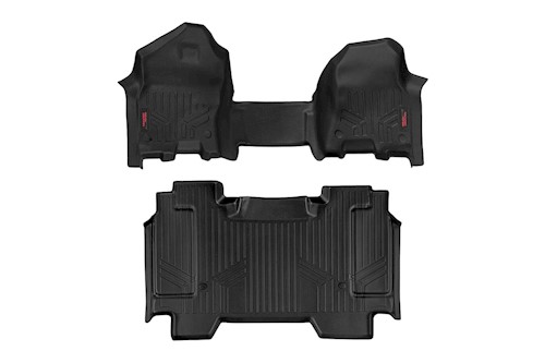 Rough Country HD Floor Mats [F/R]-19-20 Dodge for RAM 1500|Crew Cab|Half Console LARGE