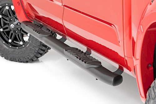 Rough Country Oval Nerf Steps CrewMax Black For Toyota Tundra 2WD/4WD 2022 21014 LARGE
