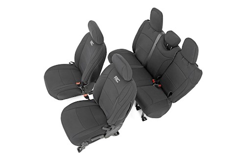 Rough Country Neoprene Seat Cover Set | Black [18-20 for Wrangler JL Unlimited] LARGE
