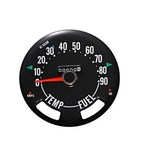 Fat Bob's Garage, OMIX-ADA Part #17207.01, Speedometer Gauge 0-140 Kph 55-79 Jeep CJ MAIN