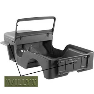 Fat Bob's Garage, OMIX-ADA Part #DMC-693197, Body Tub Kit With Willys Script 53-68 Willys CJ3Bs MAIN
